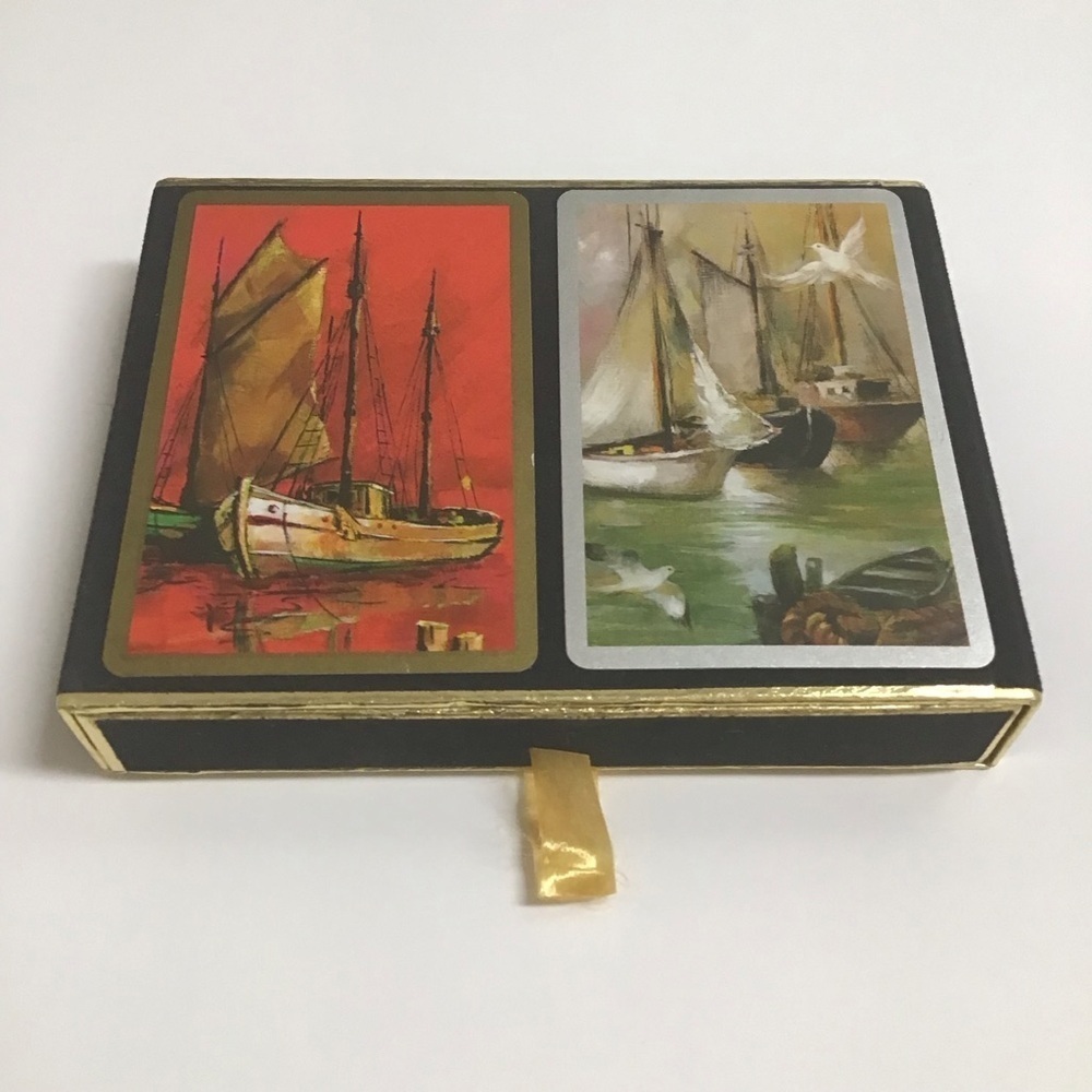 Congress Mid Century Playing Cards 2 Deck SET Sailing Ships 1 SEALED Vintage EUC - Picture 12 of 13